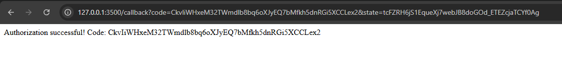 The Authorization Code shown in HTML body
