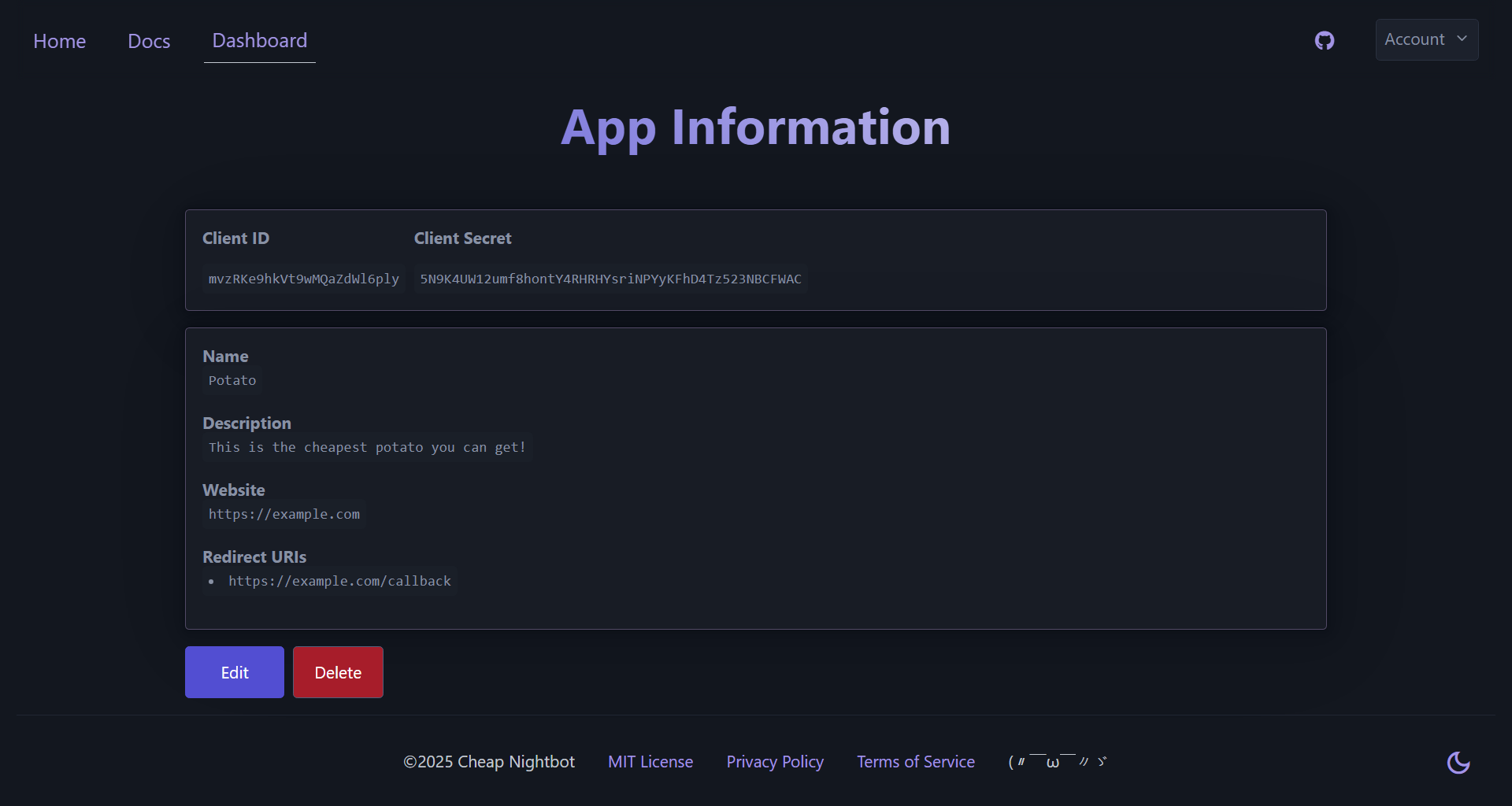 Dashboard Screenshot