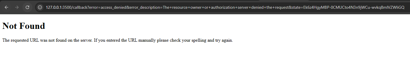 Deny authorization page asking for user authorization